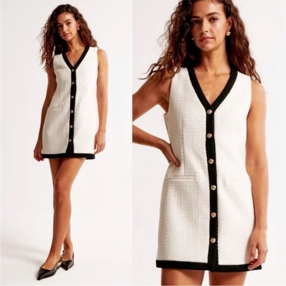 Abercrombie & Fitch Dresses & Skirts - ABERCROMBIE & FITCH Mara Tweed Sleeveless Vest Button-Front Mini Dress Size MP
